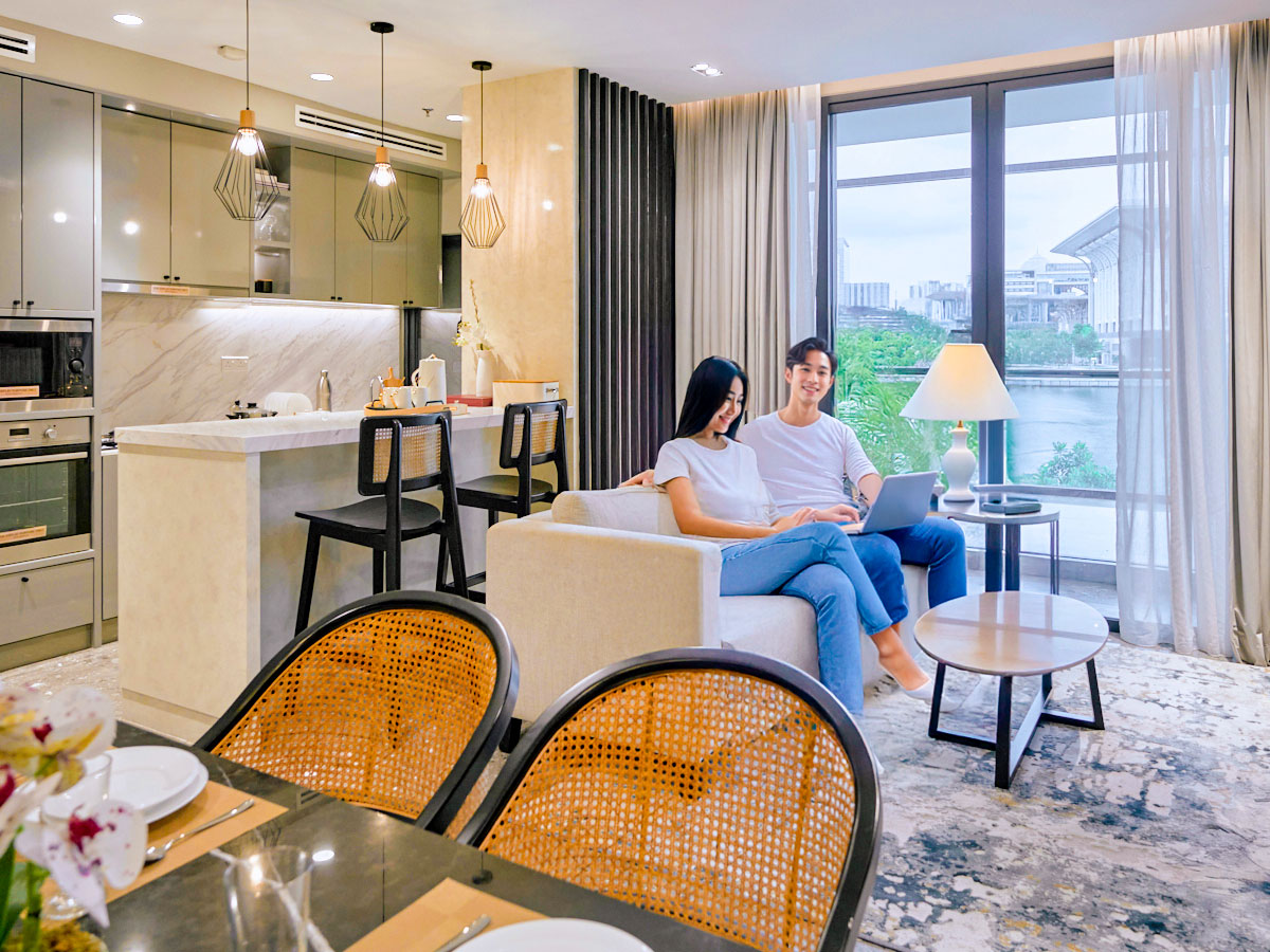 Enjoying a modern, bright living space, showcasing contemporary interior design and property features