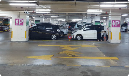 Well lit parking facility with clear visibility