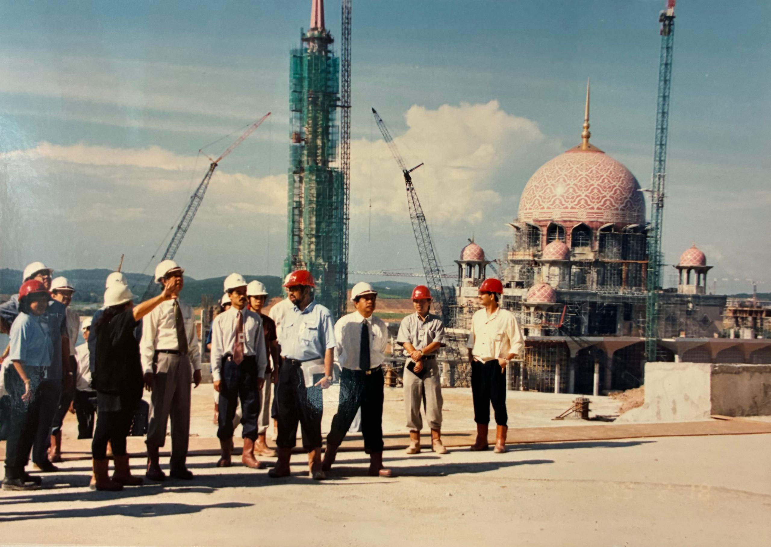 On-site inspection during the construction of Masjid Putra, a defining national landmark.